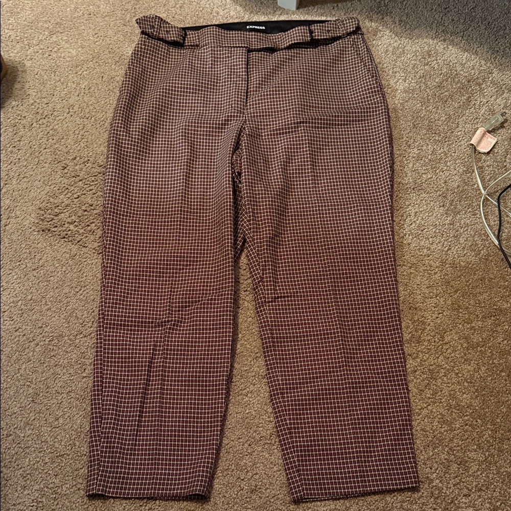 Express Brown Checked Ankle Pants